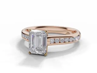 Diamond-Set Band Diamond Engagement Ring Certificated Emerald-Cut Diamond 100% Recycled, Hallmarked 18ct. Rose Gold