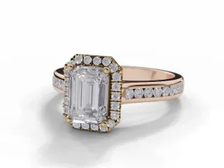 Diamond-Set Band Diamond Engagement Ring Certificated Emerald-Cut Diamond 100% Recycled, Hallmarked 18ct. Rose Gold