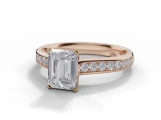 Diamond-Set Band Diamond Engagement Ring Certificated Emerald-Cut Diamond 100% Recycled, Hallmarked 18ct. Rose Gold