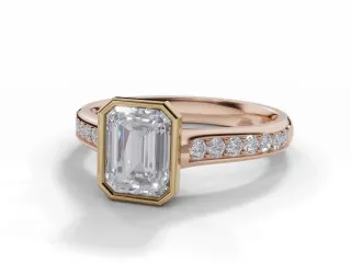 Diamond-Set Band Diamond Engagement Ring Certificated Emerald-Cut Diamond 100% Recycled, Hallmarked 18ct. Rose Gold