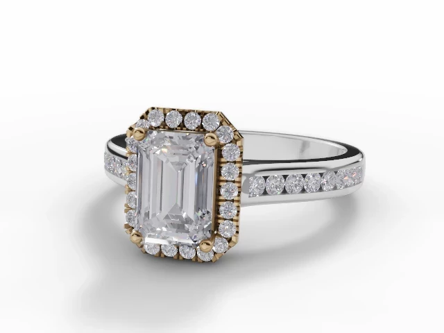 Diamond-Set Band Diamond Engagement Ring Certificated Emerald-Cut Diamond 100% Recycled, Hallmarked Platinum