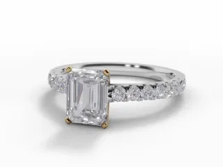 Diamond-Set Band Diamond Engagement Ring Certificated Emerald-Cut Diamond 100% Recycled, Hallmarked 18ct. Yellow Gold and Platinum