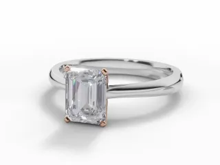 Solitaire Diamond Engagement Ring Plain Polish Band Certificated Emerald-Cut Diamond 100% Recycled, Hallmarked Platinum