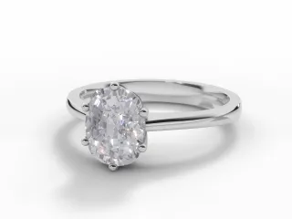 Diamond Solitaire Engagement Ring Plain Polish Band Certified Cushion-Cut Diamond 100% Recycled, Hallmarked Platinum