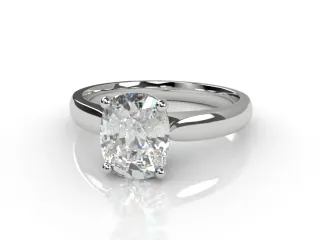 Diamond Solitaire Engagement Ring Plain Polish Band Certified Cushion-Cut Diamond 100% Recycled, Hallmarked Platinum