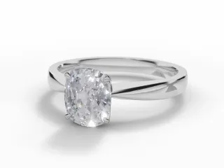 Diamond Solitaire Engagement Ring Plain Polish Band Certified Cushion-Cut Diamond 100% Recycled, Hallmarked Platinum