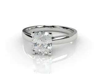 Diamond Solitaire Engagement Ring Plain Polish Band Certified Cushion-Cut Diamond 100% Recycled, Hallmarked Platinum