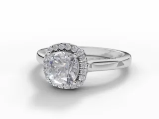 Diamond Halo Engagement Ring Plain Polish Band Certified Cushion-Cut Diamond 100% Recycled, Hallmarked Platinum