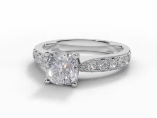 Diamond-Set Band Engagement Ring Grain-Set Diamond Band Certified Cushion-Cut Diamond 100% Recycled, Hallmarked Platinum