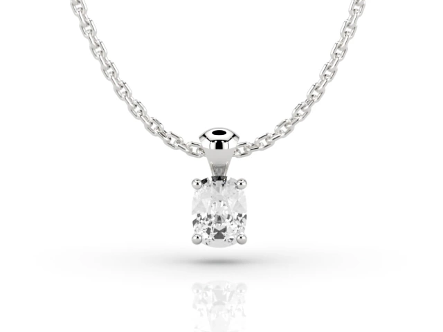 Claw-Set Diamond Pendant Diamond Pendant Certified  Cushion-Cut Diamond 100% Recycled, Hallmarked Platinum