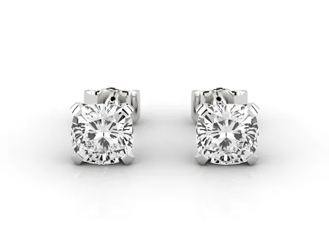 4-Claw Earrings<br />Certified Cushion-Cut Diamonds<br />100% Recycled, Hallmarked 18ct. White Gold 4-Claw Earrings<br />Certified Cushion-Cut Diamonds<br />100% Recycled, Hallmarked 18ct. White Gold
