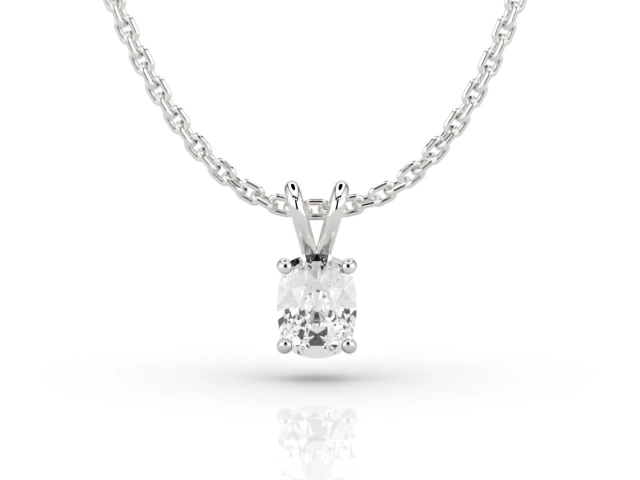 Claw-Set Diamond Pendant Certified  Cushion-Cut Diamond 100% Recycled, Hallmarked 18ct. White Gold