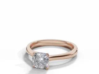 Diamond Solitaire Engagement Ring Plain Polish Band Certified Cushion-Cut Diamond 100% Recycled, Hallmarked 18ct. Rose Gold