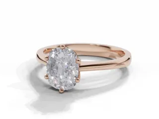 Diamond Solitaire Engagement Ring Plain Polish Band Certified Cushion-Cut Diamond 100% Recycled, Hallmarked 18ct. Rose Gold