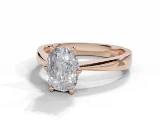 Diamond Solitaire Engagement Ring Diamond-Set Band Certified Cushion-Cut Diamond 100% Recycled, Hallmarked 18ct. Rose Gold