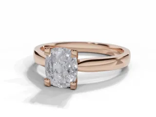 Diamond Solitaire Engagement Ring Plain Polish Band Certified Cushion-Cut Diamond 100% Recycled, Hallmarked 18ct. Rose Gold