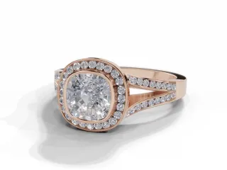 Diamond Halo Engagement Ring Channel-Set Diamond Band Certified Cushion-Cut Diamond 100% Recycled, Hallmarked 18ct. Rose Gold