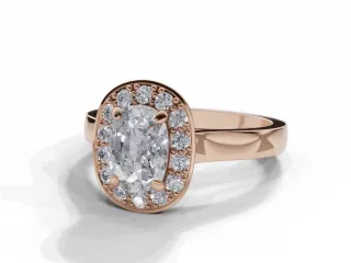 Diamond Halo Engagement Ring Plain Polish Band Certified Cushion-Cut Diamond 100% Recycled, Hallmarked 18ct. Rose Gold