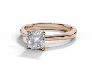 Diamond Solitaire Engagement Ring Plain Polish Band Certified Cushion-Cut Diamond 100% Recycled, Hallmarked 18ct. Rose Gold