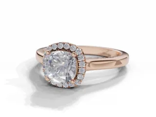 Diamond Halo Engagement Ring Plain Polish Band Certified Cushion-Cut Diamond 100% Recycled, Hallmarked 18ct. Rose Gold