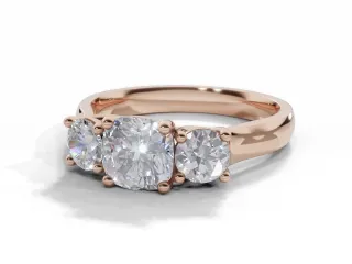 Diamond 3 Stone Engagement Ring Plain Polish Band Certified Cushion-Cut Diamond 100% Recycled, Hallmarked 18ct. Rose Gold