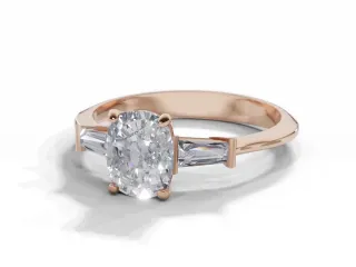 Diamond Solitaire Engagement Ring Plain Polish Band Certified Cushion-Cut Diamond 100% Recycled, Hallmarked 18ct. Rose Gold