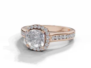 Diamond Halo Engagement Ring Channel-Set Diamond Band Certified Cushion-Cut Diamond 100% Recycled, Hallmarked 18ct. Rose Gold