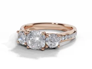 Diamond 3 Stone Engagement Ring Channel-Set Diamond Band Certified Cushion-Cut Diamond 100% Recycled, Hallmarked 18ct. Rose Gold