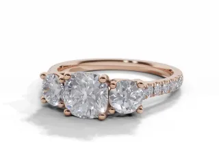 Diamond 3 Stone Engagement Ring Micro Pavé Diamond-Set Band Certified Cushion-Cut Diamond 100% Recycled, Hallmarked 18ct. Rose Gold