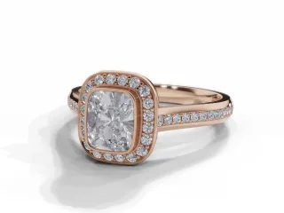 Diamond Halo Engagement Ring Channel-Set Diamond Band Certified Cushion-Cut Diamond 100% Recycled, Hallmarked 18ct. Rose Gold