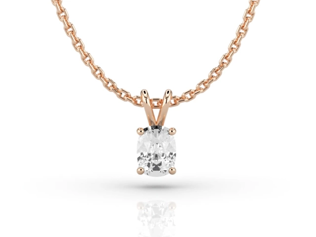 Claw-Set Diamond Pendant Certified  Cushion-Cut Diamond 100% Recycled, Hallmarked 18ct. Rose Gold