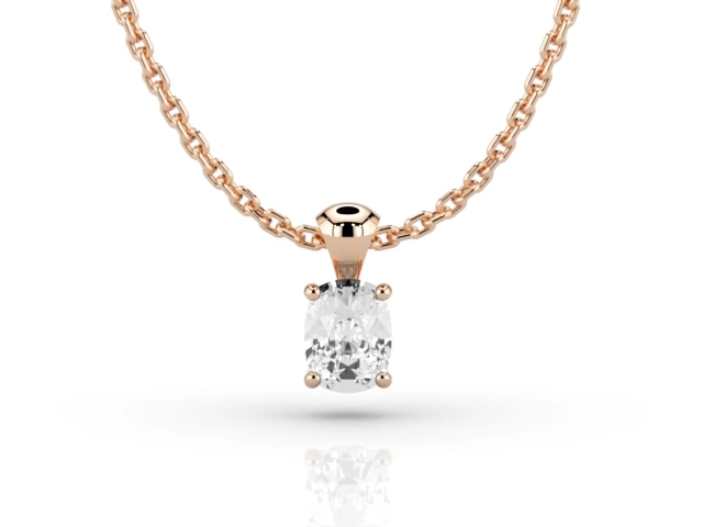 Claw-Set Diamond Pendant Diamond Pendant Certified  Cushion-Cut Diamond 100% Recycled, Hallmarked 18ct. Rose Gold