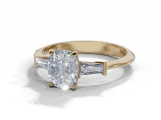 Diamond Solitaire Engagement Ring Plain Polish Band Certified Cushion-Cut Diamond 100% Recycled, Hallmarked 18ct. Yellow Gold