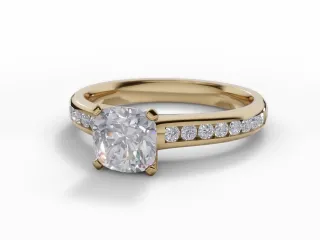 Diamond-Set Band Engagement Ring Channel-Set Diamond Band Certified Cushion-Cut Diamond 100% Recycled, Hallmarked 18ct. Yellow Gold