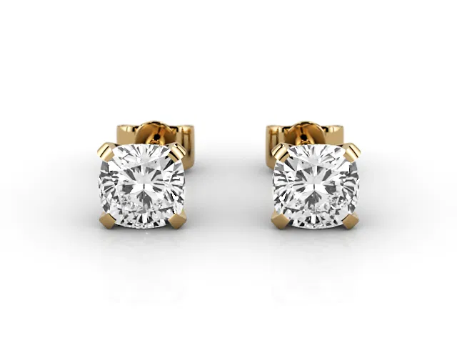4-Claw Earrings<br />Certified Cushion-Cut Diamonds<br />100% Recycled, Hallmarked 18ct. Yellow Gold 4-Claw Earrings<br />Certified Cushion-Cut Diamonds<br />100% Recycled, Hallmarked 18ct. Yellow Gold