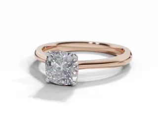 Diamond Solitaire Engagement Ring Plain Polish Band Certified Cushion-Cut Diamond 100% Recycled, Hallmarked 18ct. Rose Gold