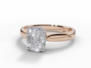 Diamond Solitaire Engagement Ring Plain Polish Band Certified Cushion-Cut Diamond 100% Recycled, Hallmarked 18ct. Rose Gold