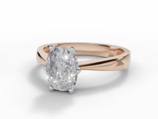 Diamond Solitaire Engagement Ring Diamond-Set Band Certified Cushion-Cut Diamond 100% Recycled, Hallmarked 18ct. Rose Gold