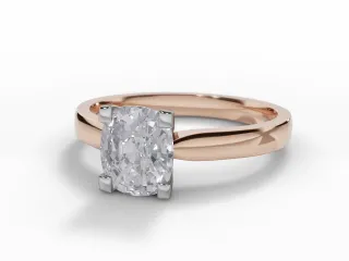 Diamond Solitaire Engagement Ring Plain Polish Band Certified Cushion-Cut Diamond 100% Recycled, Hallmarked 18ct. Rose Gold