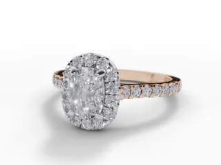 Diamond Halo Engagement Ring Micro Pavé Diamond-Set Band Certified Cushion-Cut Diamond 100% Recycled, Hallmarked 18ct. Rose and White Gold