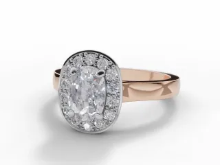 Diamond Halo Engagement Ring Plain Polish Band Certified Cushion-Cut Diamond 100% Recycled, Hallmarked 18ct. Rose Gold