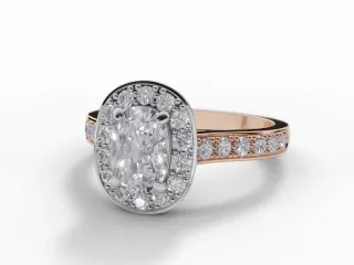 Diamond Halo Engagement Ring Grain-Set Diamond Band Certified Cushion-Cut Diamond 100% Recycled, Hallmarked 18ct. Rose Gold