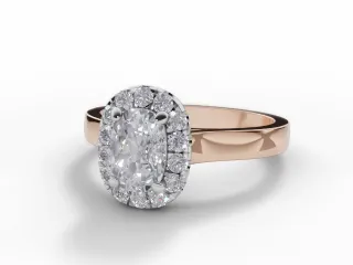 Diamond Halo Engagement Ring Plain Polish Band Certified Cushion-Cut Diamond 100% Recycled, Hallmarked 18ct. Rose and White Gold
