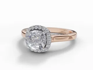 Diamond Halo Engagement Ring Plain Polish Band Certified Cushion-Cut Diamond 100% Recycled, Hallmarked 18ct. Rose Gold