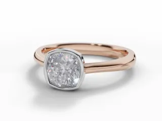 Diamond Solitaire Engagement Ring Plain Polish Band Certified Cushion-Cut Diamond 100% Recycled, Hallmarked 18ct. Rose Gold