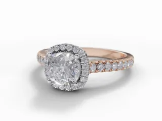 Diamond Halo Engagement Ring Micro Pavé Diamond-Set Band Certified Cushion-Cut Diamond 100% Recycled, Hallmarked 18ct. Rose Gold