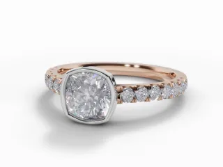 Diamond-Set Band Engagement Ring Micro Pavé Diamond-Set Band Certified Cushion-Cut Diamond 100% Recycled, Hallmarked 18ct. Rose and White Gold