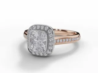 Diamond Halo Engagement Ring Channel-Set Diamond Band Certified Cushion-Cut Diamond 100% Recycled, Hallmarked 18ct. Rose Gold