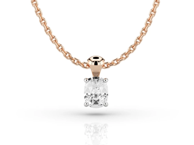 Claw-Set Diamond Pendant Diamond Pendant Certified  Cushion-Cut Diamond 100% Recycled, Hallmarked 18ct. Rose Gold