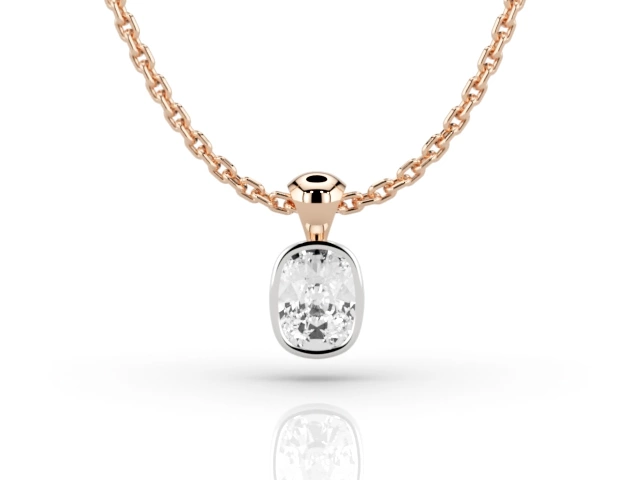 Bezel-Set Diamond Pendant Cushion-Cut Diamond 100% Recycled, Hallmarked 18ct. Rose Gold